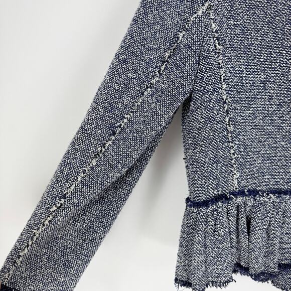 Rebecca Taylor Womens Textured Tweed Peplum Jacket Size 10 Navy Blue - Picture 6 of 15